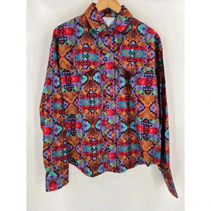 NWOT Vintage Latigo USA Long Sleeve Button Up AZTEC Western Rodeo Shirt XLARGE